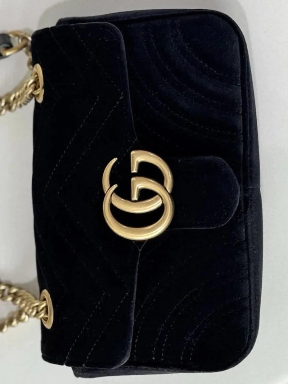 NEW Gucci GG Marmont Matelasse Velvet Small Shoulder Handbag Crossbody Black - Picture 9 of 16